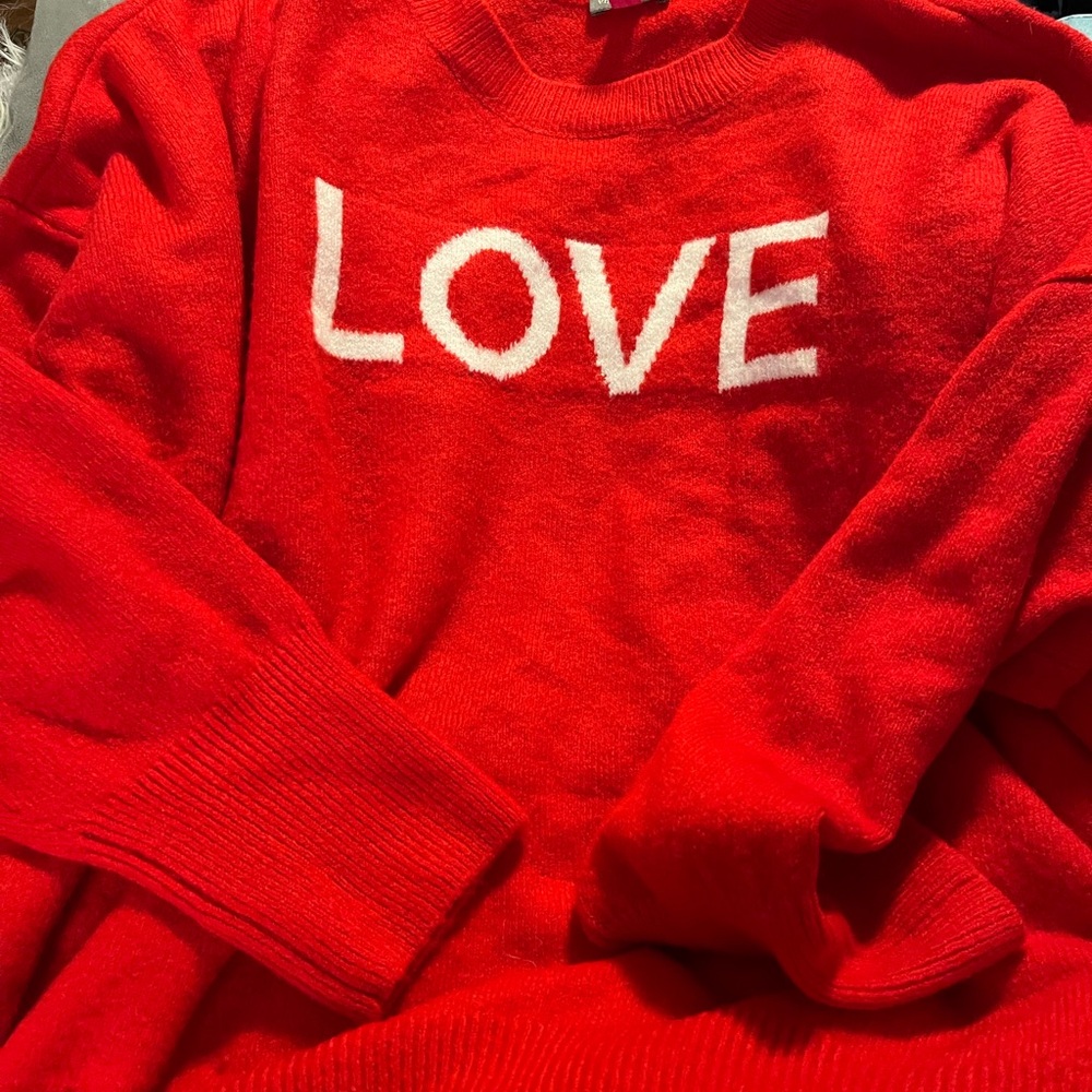Red Sweater with 'LOVE' Text